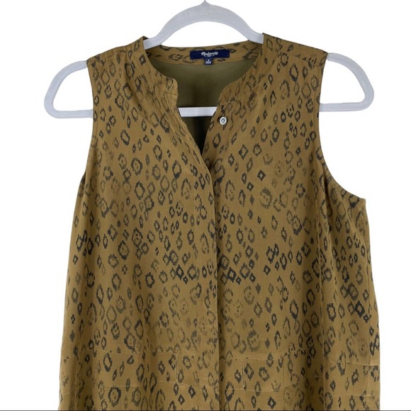 19) MADEWELL silk playa dress in leopard fade without waist tie sz S - Picture 3 of 8